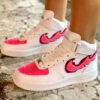 Nike Air Force One Custom MID Glitter Rosa Fuoco & Fiamme