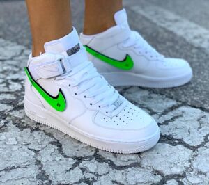 Nike Air Force One Custom MID Baffo Verde | Lillylab Scarpe Personalizzate