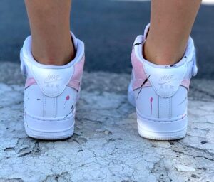 Nike Air Force One Custom MID Nike Eco Pitone & Sporcatura Rosa