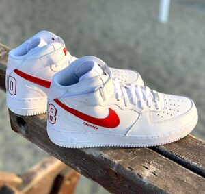 Nike Air Force One Custom MID Dipinte A Mano Rosso Fuoco