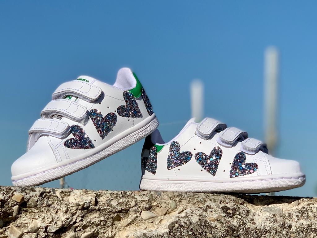 Adidas Stan Smith Custom Bambino Cuori | Lillylab scarpe personalizzate