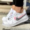 Nike Air Force One Custom Doppio Baffo Glitter Rosa & Argento