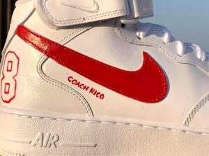 Nike Air Force One Custom MID Dipinte A Mano Rosso Fuoco