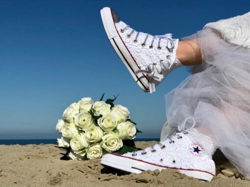 Converse All Star Personalizzate Matrimonio Fiocco Bianco Luxury