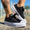 Converse All Star Personalizzate Platform Strass & Laccetti In Raso