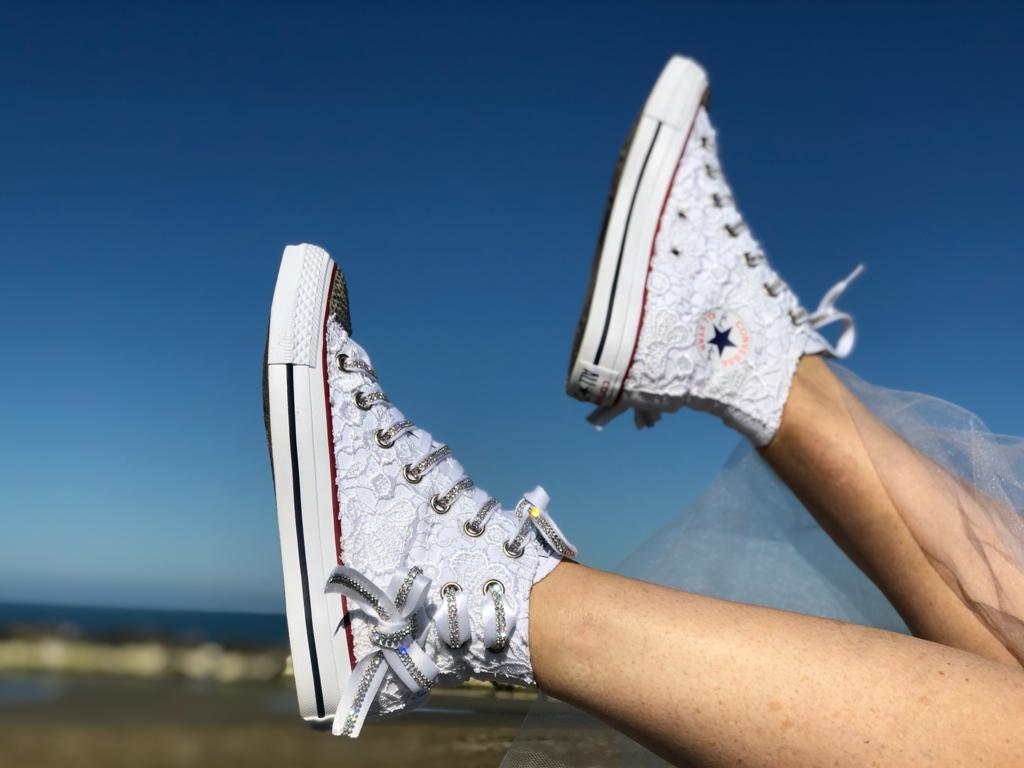 Converse All Star Personalizzate Matrimonio Fiocco Bianco Luxury