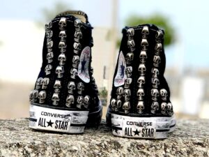 Converse All Star Personalizzate Borchie Con Teschio