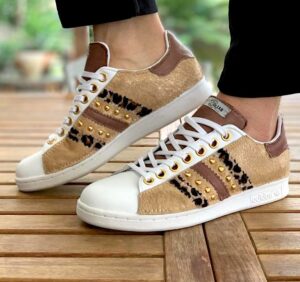Adidas Stan Smith Personalizzate Cavallino, Maculato, Dorate & Inserti in Cuoio