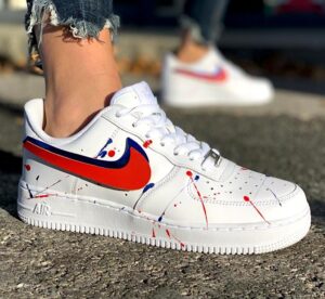 Nike Air Force One Custom Doppio Baffo Rosso & Blu