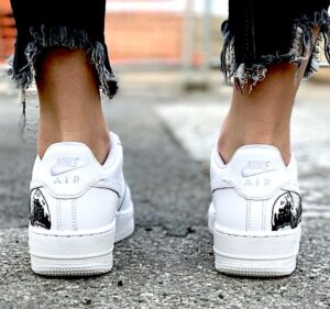 Nike Air Force One Custom Dipinte A Mano Onda Japan Bianco & Nera