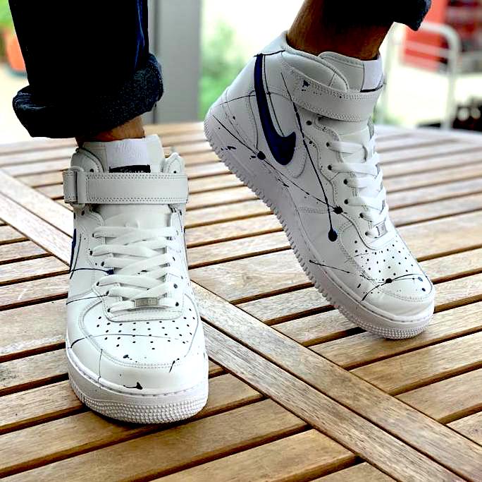 Nike Air Force One Custom MID Blu Elettrico & Dirty Vintage