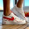 Nike Air Force One Custom Dipinte A Mano Baffo Rosso, Baffo A Scacchi & Tattoo