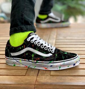 Vans Custom Old Skool Sporcatura Vernice Fluo Multicolor