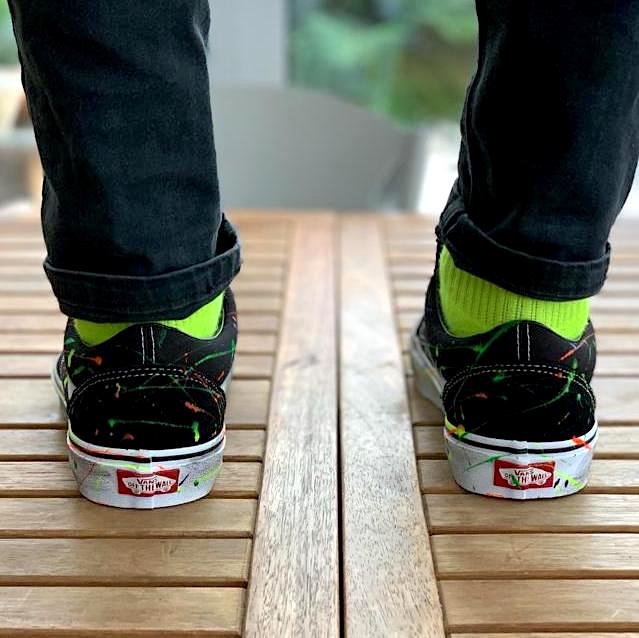 Vans Custom Old Skool Sporcatura Vernice Fluo Multicolor