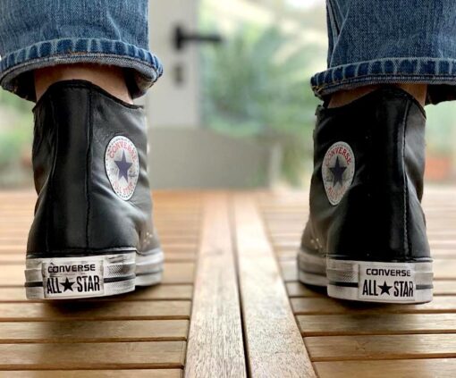 Converse All Star Personalizzate Vera Pelle "Total Black" I am Legend