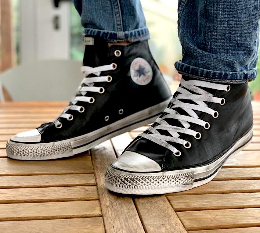 Converse Star Custom Vera Pelle Nero scarpe personalizzate
