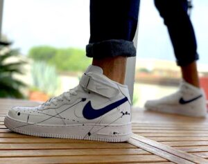 Nike Air Force One Custom MID Blu Elettrico & Dirty Vintage