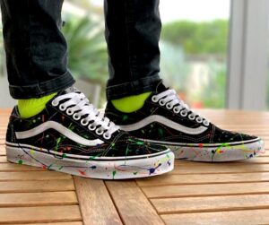 Vans Custom Old Skool Sporcatura Vernice Fluo Multicolor