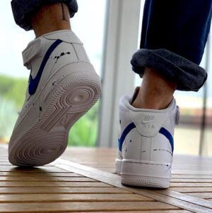 Nike Air Force One Custom MID Blu Elettrico & Dirty Vintage