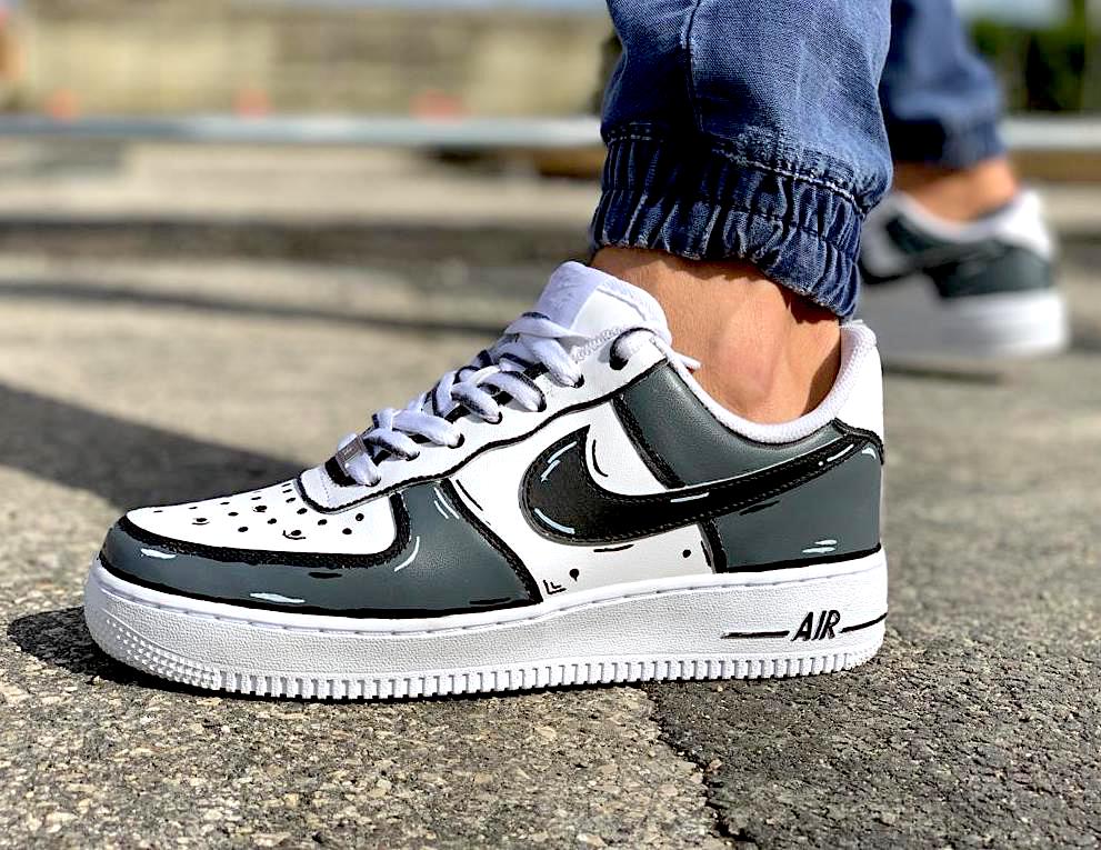 Nike Air Force One Custom Cartoon Grigio | LLab Scarpe Personalizzate Nike Air Force One Custom Cartoon Grigio | LLab Scarpe Personalizzate