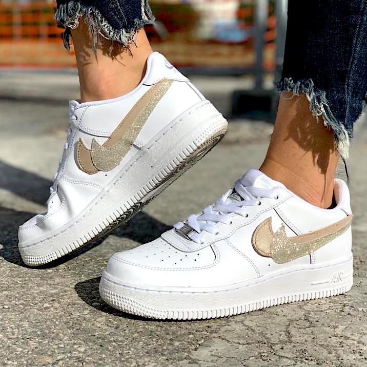 Nike Air Force One Custom Baffo Platino LLab Scarpe Personalizzate