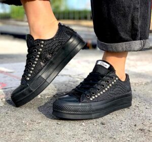 Converse All Star Custom Total Black | Lillylab scarpe personalizzate