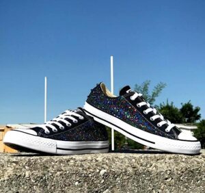Converse All Star Personalizzate Low Glitter Multicolor & Borchie