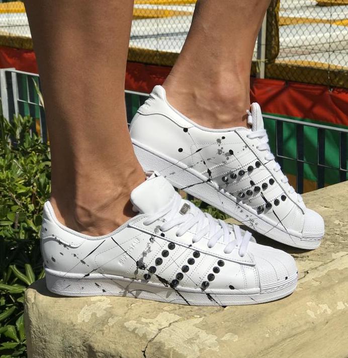 adidas superstar nere personalizzate