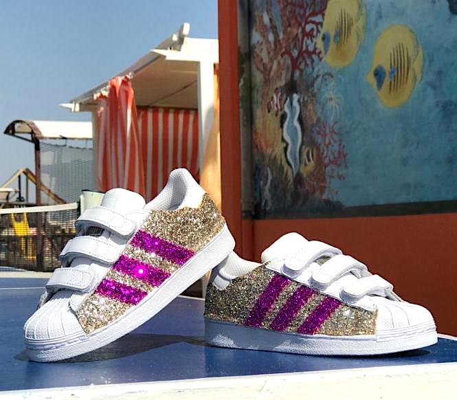 Adidas Superstar Custom Kids Glitter Oro