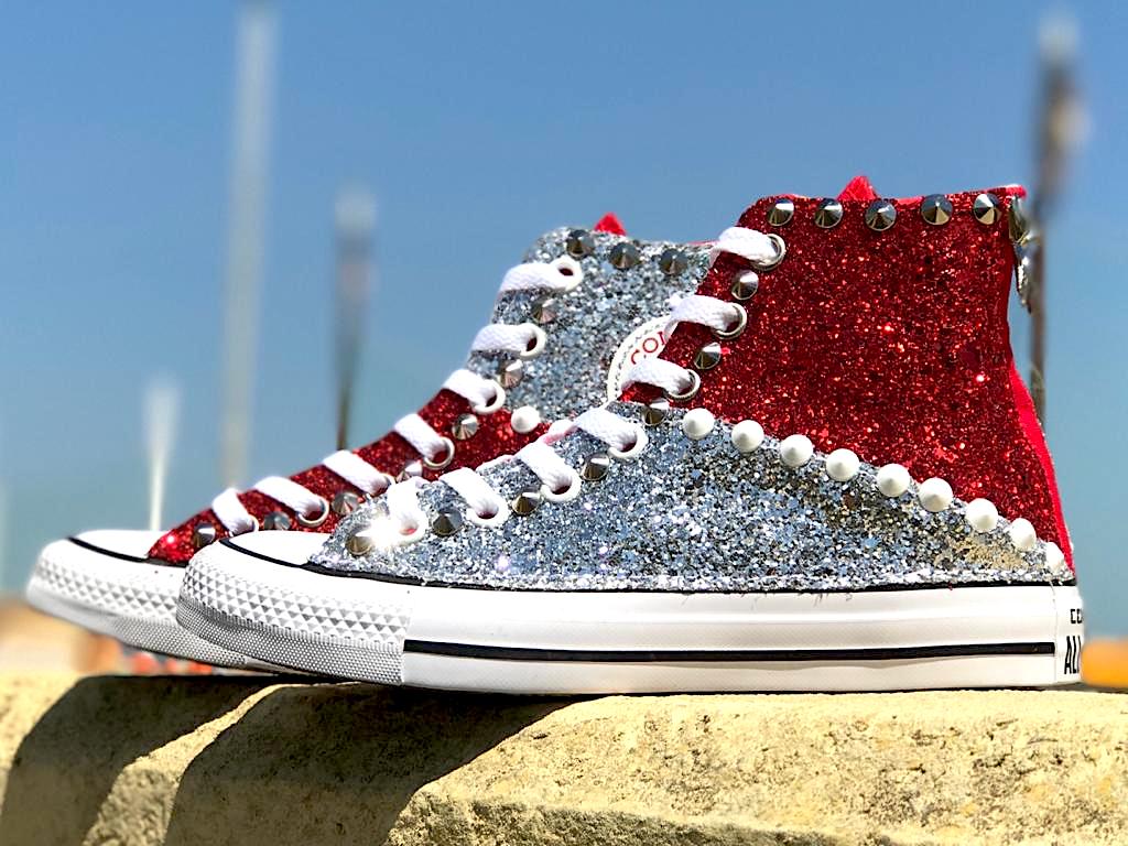 Converse glitter rosse clearance