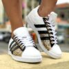 Stan Smith Glitter Bianco & Oro, Strisce Vernice Nera