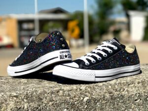 Converse All Star Personalizzate Low Glitter Multicolor & Borchie