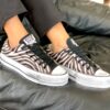 Converse All Star Personalizzate Platform Low Cavallino Zebrato & Sporcatura Vintage
