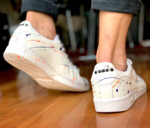 Diadora Personalizzate Game Leather Waxer Low Sporcatura Arancio Fluo, Blu & Nero