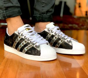 Adidas Superstar Personalizzate Camouflage Bande Specchio & Borchie Brunite