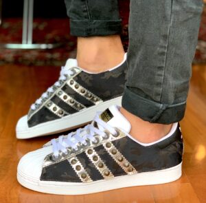 Adidas Superstar Personalizzate Camouflage Bande Specchio & Borchie Brunite