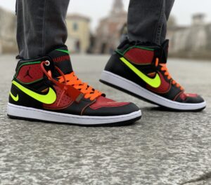 Nike Jordan Custom doppio Swoosh & Laccetti Arancio Fluo