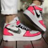 Nike Air Force One Custom MID Cartoon Dipinte A Mano Rosa Fluo & Nero