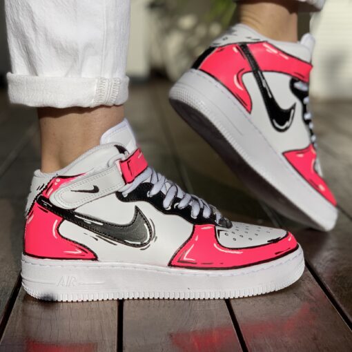 Nike Air Force One Custom MID Dipinte Rosso | LLab Scarpe Personalizzate