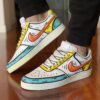 Nike Court Vision Custom Cartoon Dipinte A Mano Giallo, Arancio & Azzurro