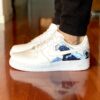 Nike Air Force One Custom Dipinte A Mano Onda Japan Blu
