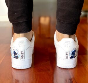 Nike Air Force One Custom Dipinte A Mano Onda Japan Blu