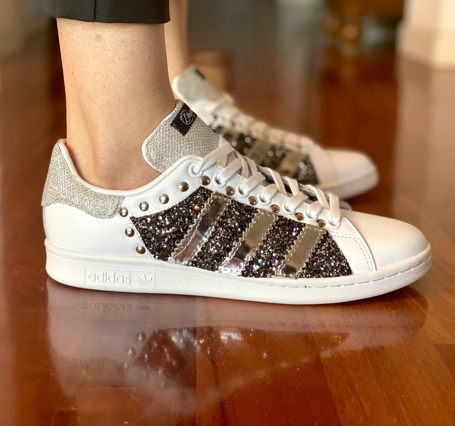 Adidas Stan Smith Custom Glitter Argento | LLab Scarpe Personalizzate