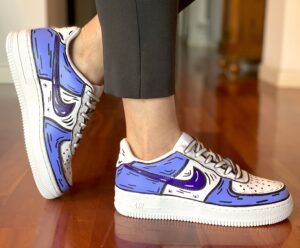 Nike Air Force One Custom Cartoon Dipinte A Mano Nero & Viola