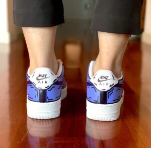 Nike Air Force One Custom Cartoon Dipinte A Mano Nero & Viola