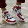 Nike Air Force One Custom MID Cartoon Dipinte A Mano Rosso e Nero