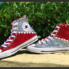 Converse All Star Personalizzate Glitter Argento & Rosso "DIAGON ALLEY"