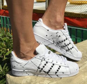 Adidas Superstar Personalizzate Borchie Nere, Sporcatura Nera & Argento
