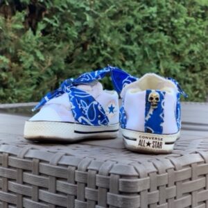 Converse All Star Personalizzate Bambino Bandana Blu & Borchia Teschio