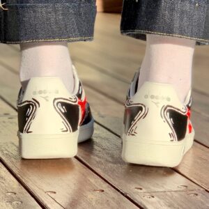 Diadora Personalizzate B Elite Cartoon Dipinte A Mano Rosso & Nero